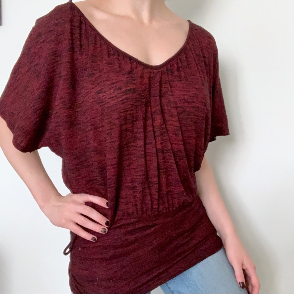 Forever 21 Y2K burgundy melange top wide black belt Whimsigoth fairy grunge fall